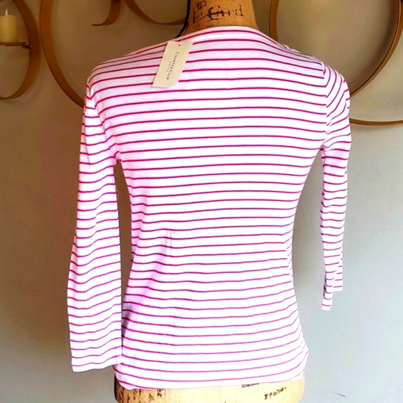 Macy's, NWT,Charter Club,white and fuisha, petite, size 3/4 - Picture 2 of 5